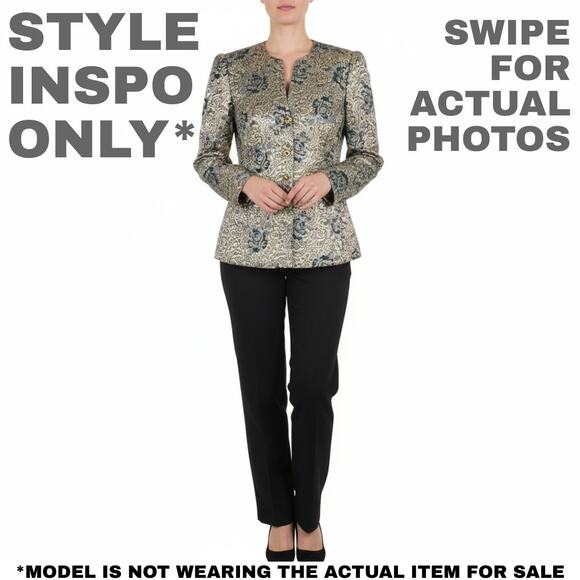 KATHERINE LINDSAY METALLIC BROCADE JACKET BLAZER FLORAL SIZE 14 VINTAGE 0308 - Picture 2 of 10